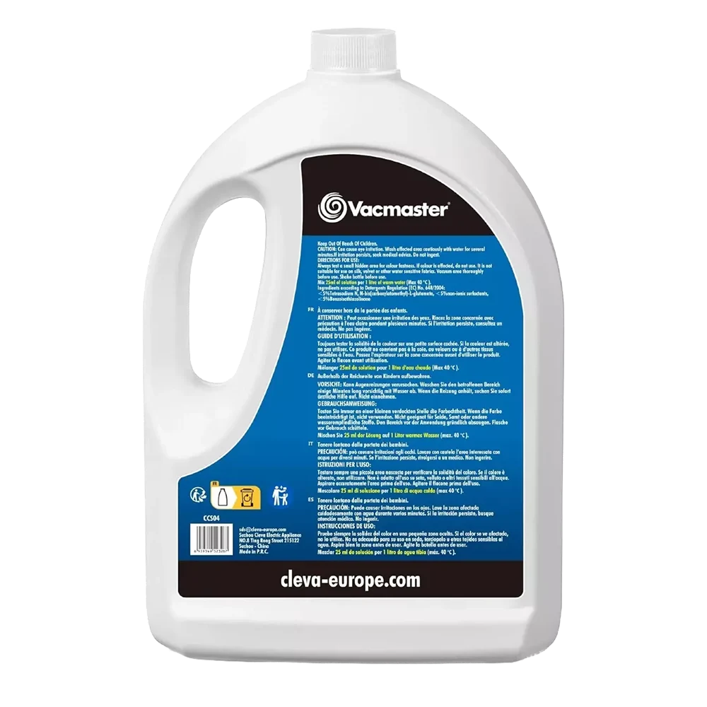 Istruzioni per lo shampoo per tappeti Vacmaster ingredienti