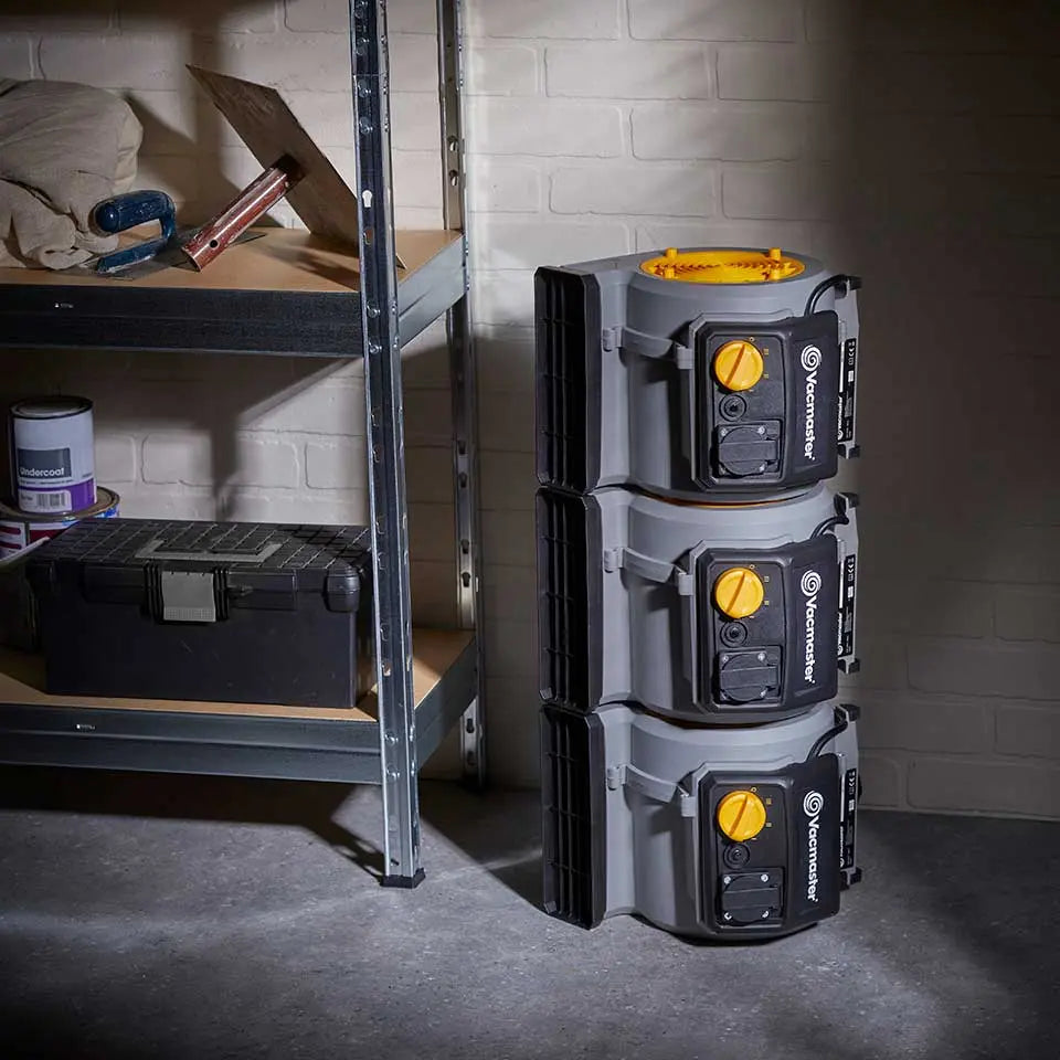 Air Mover Vacmaster AM1202 stacked - Space-saving stackable design for storage