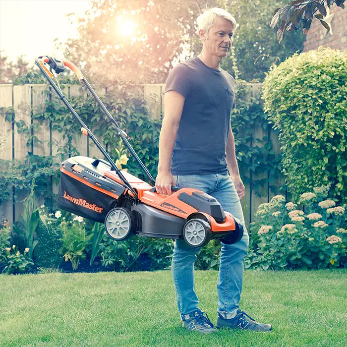 LawnMaster MX 24V 34cm Akku-Rasenmäher Tragebügel