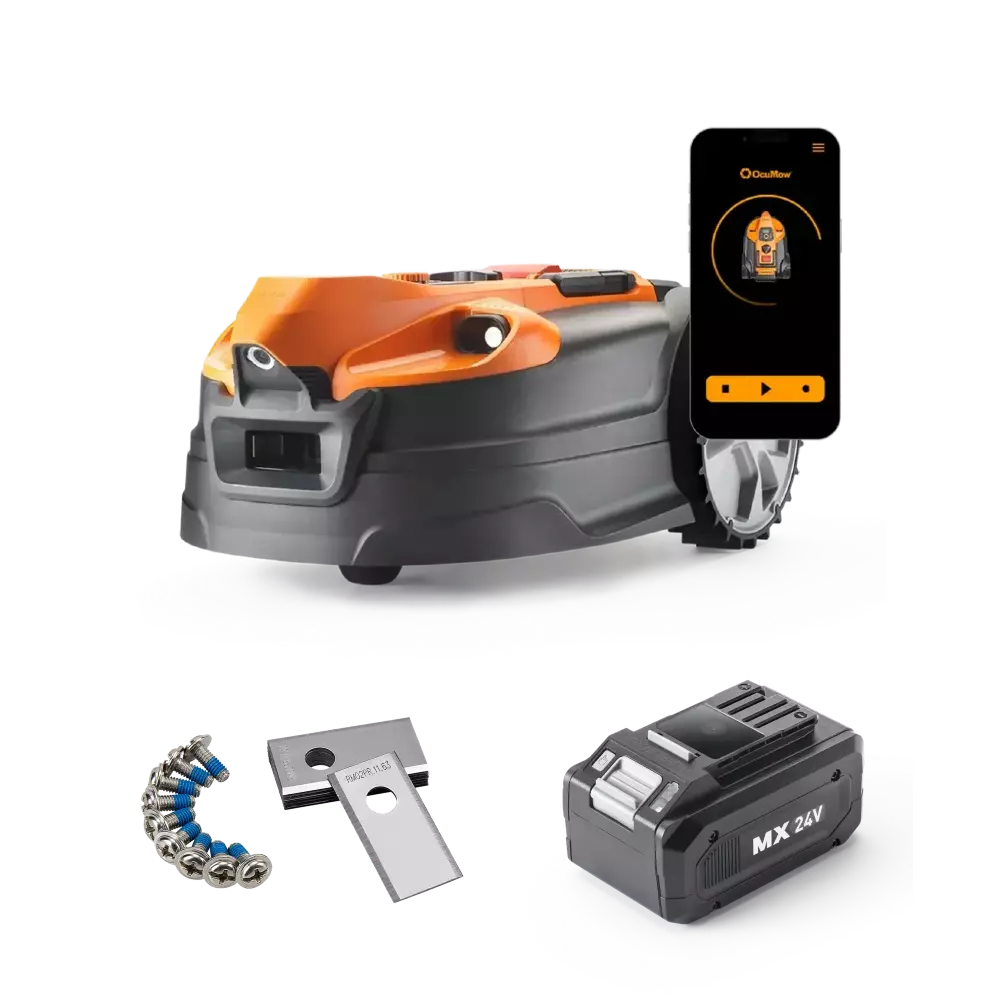 LawnMaster LawnMaster AMD18i-800 Plus Power Kit | MX 24V Auto Charging Vision Mähroboter App – inklusive Ersatzakku und -messern
