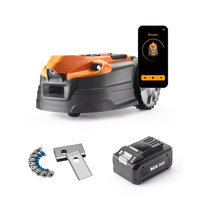 LawnMaster OcuMow-gräsklippningsrobot med styrapp i mobilen, reservbatteri MX 24 V, knivar och fästskruvar