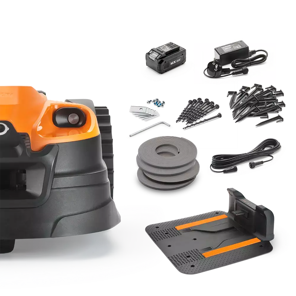 LawnMaster Plus OcuMow 18 MX 24V | Selbstladender Roboter-Rasenmäher mit Sicht- und App-Steuerung und Ladestation – 800 m²