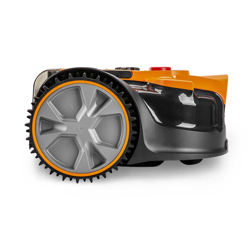 Rasenmähroboter Drop and Mow LawnMaster große Räder mit griffigen Laufflächen