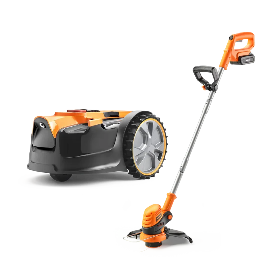 LawnMaster OcuMow® DM16-300 | MX 24V Drop and Mow Robotic Lawnmower and Cordless Grass Trimmer Set