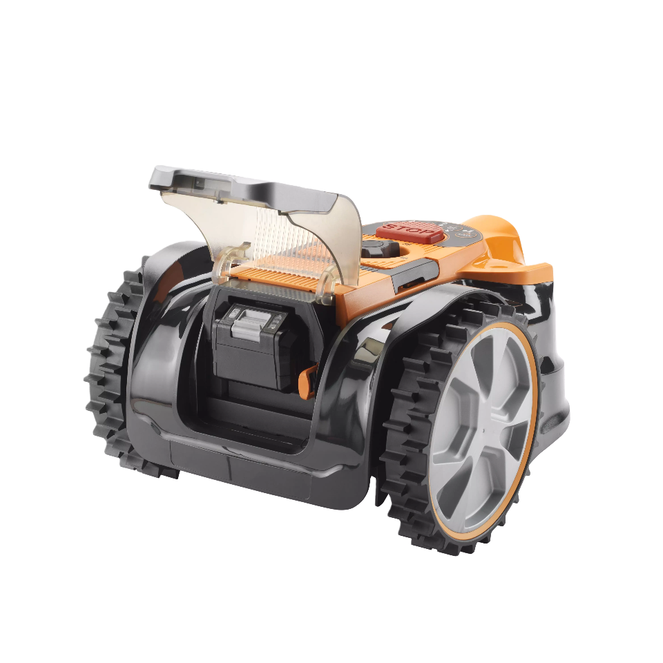 LawnMaster Plus ist mit einem herausnehmbaren 4,0-Ah-MX-24-V-Lithium-Ionen-Akku ausgestattet.