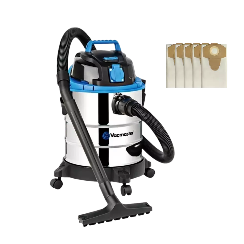 Vacmaster Multi 20 PTO Stainless Steel Bag Kit | Wet & Dry Vacuum Cleaner-with Spare Dust Bags X 5
